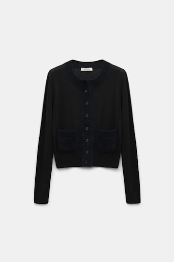 Dorothee Schumacher Cardigan mit fluffy Details pure black