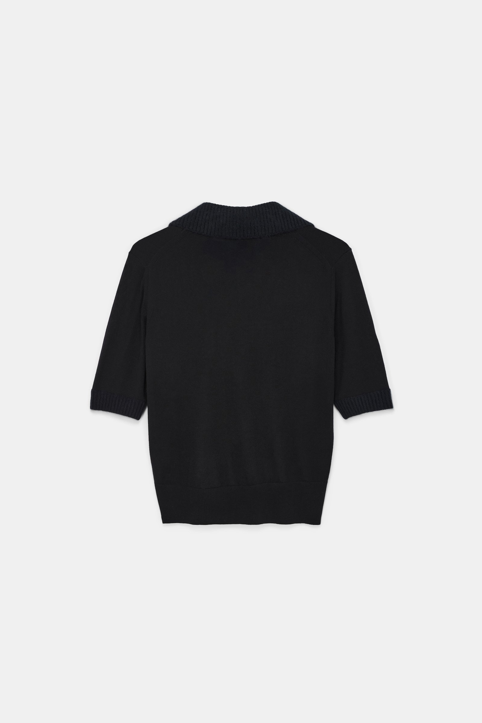 Dorothee Schumacher Virgin Merino open collar knit top pure black