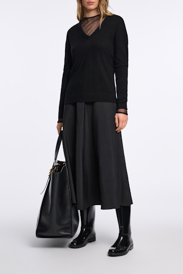 Dorothee Schumacher Virgin Merino deep V-neck pullover pure black