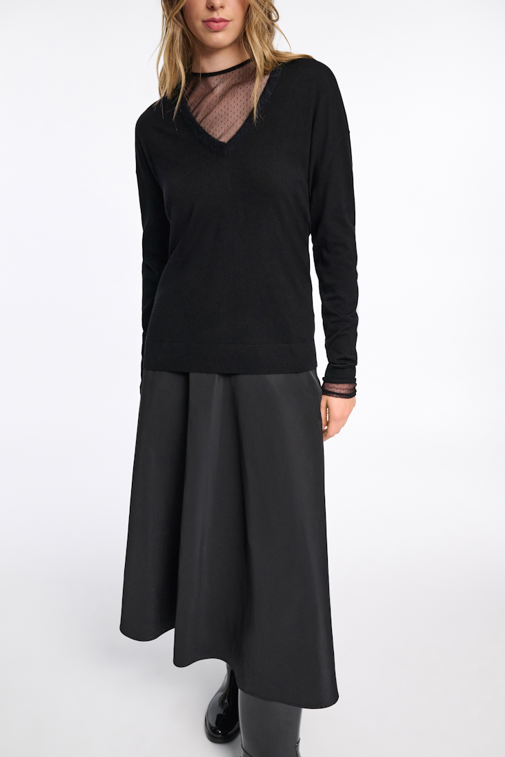 Dorothee Schumacher Virgin Merino deep V-neck pullover pure black