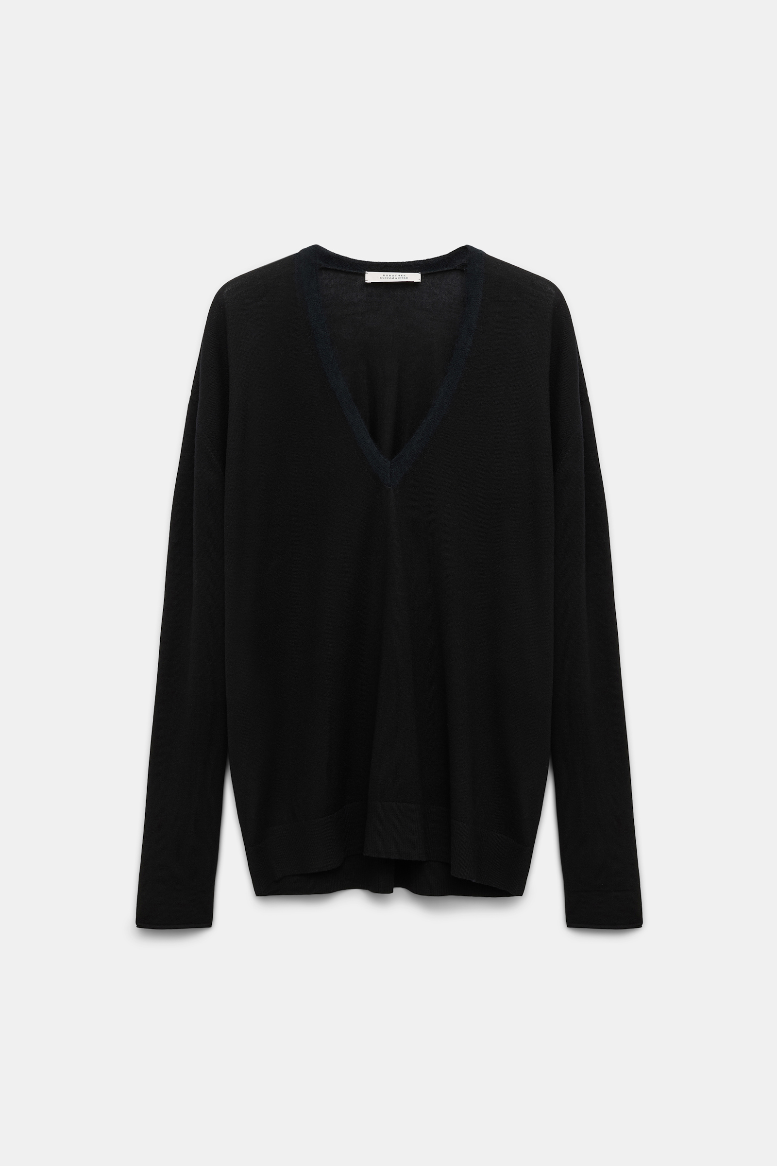 Dorothee Schumacher Virgin Merino deep V-neck pullover pure black