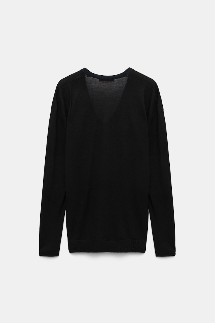 Dorothee Schumacher Virgin Merino deep V-neck pullover pure black