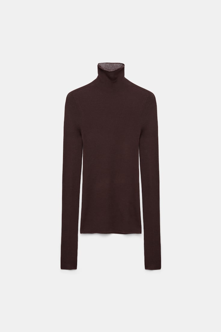 Dorothee Schumacher Nahtlos gestrickter Rollkragenpullover black chocolate