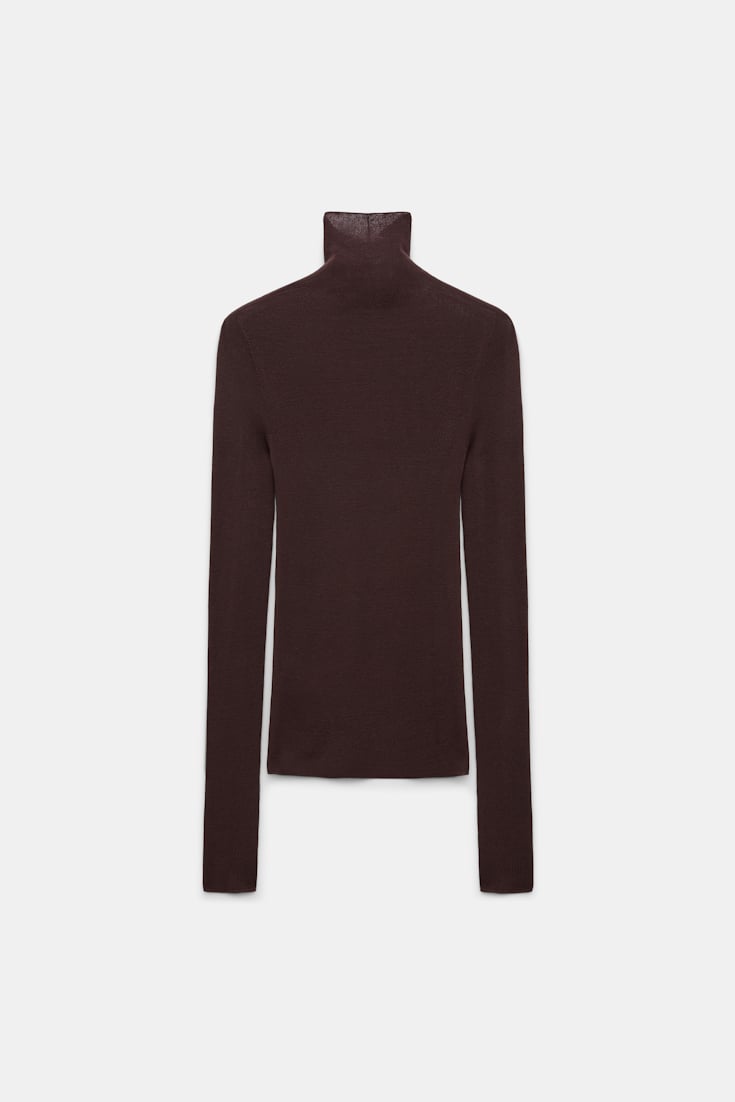 Dorothee Schumacher Nahtlos gestrickter Rollkragenpullover black chocolate