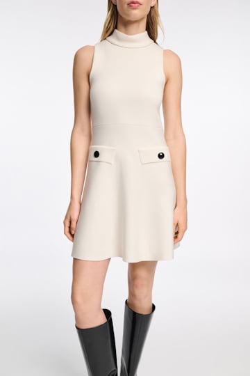 Dorothee Schumacher Sleeveless knit turtleneck dress camellia white