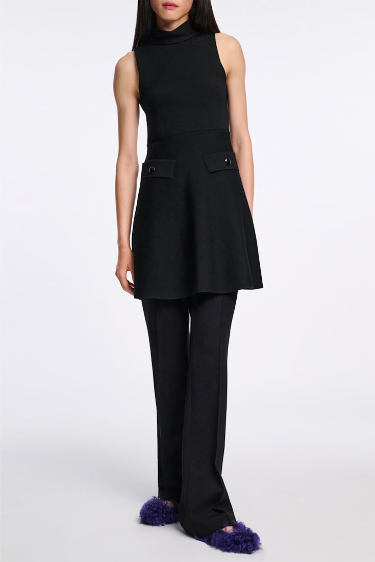 Dorothee Schumacher Sleeveless knit turtleneck dress pure black