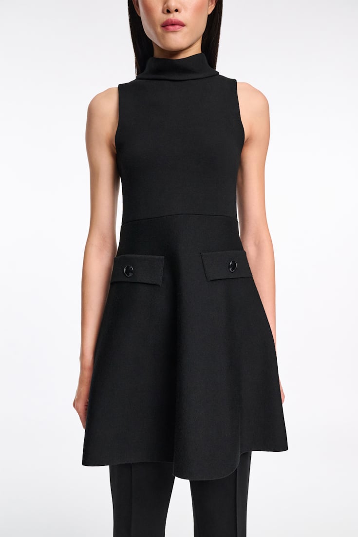 Dorothee Schumacher Sleeveless knit turtleneck dress pure black