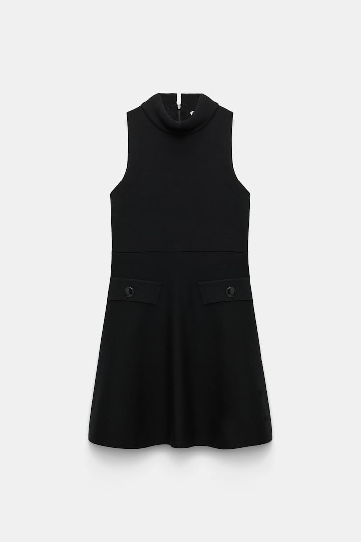 Dorothee Schumacher Sleeveless knit turtleneck dress pure black