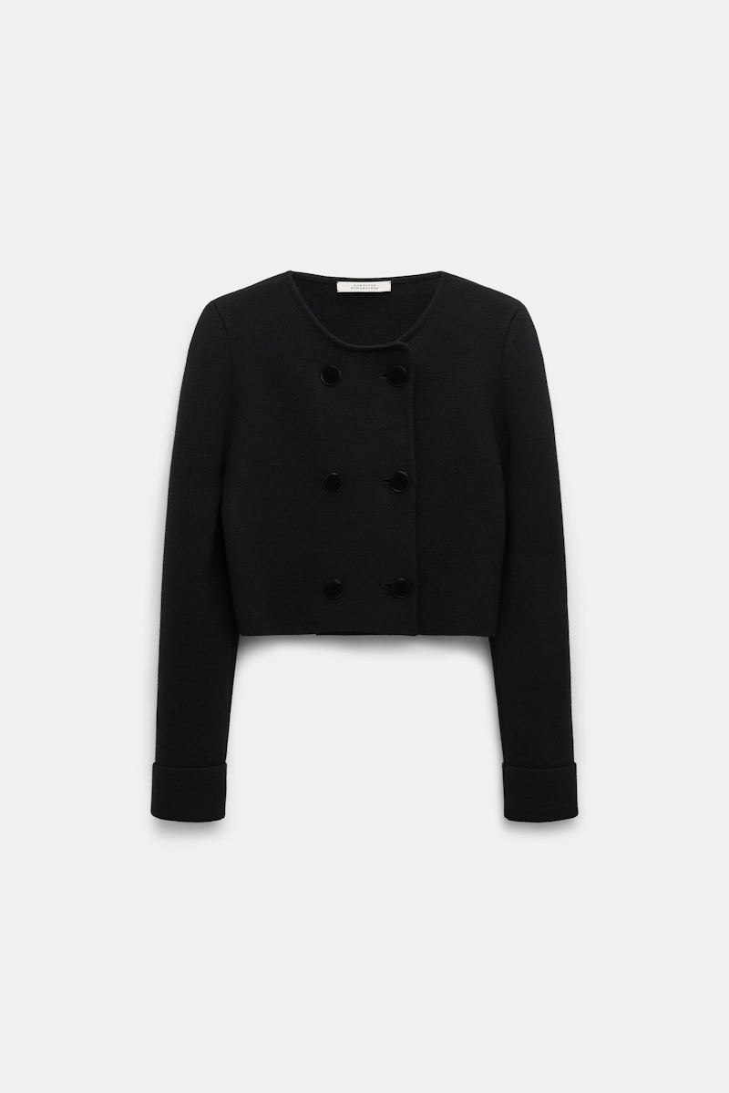 Dorothee Schumacher Round Neck Knit Jacket In Black
