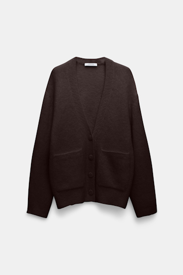 Dorothee Schumacher Alpaca mix deep V-neck cardigan black chocolate