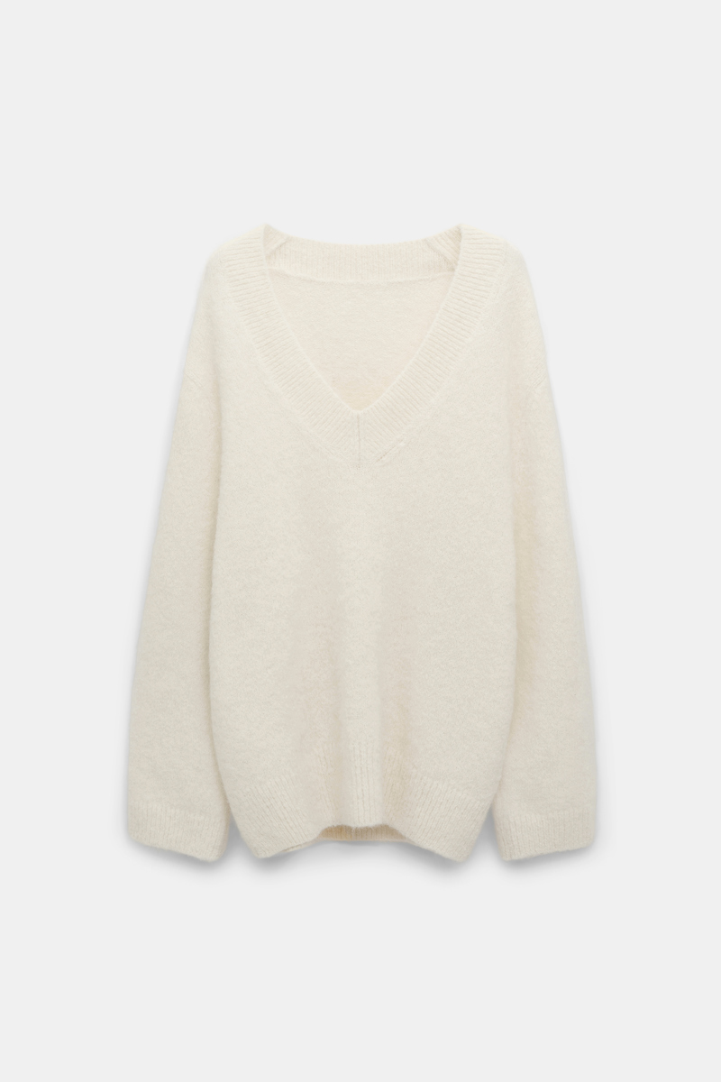 Dorothee Schumacher Alpaca Mix Round Neck Knit Pullover In White