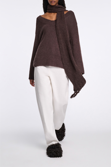 Dorothee Schumacher Alpaca mix round neck knit pullover black chocolate