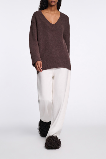 Dorothee Schumacher Alpaca mix round neck knit pullover black chocolate
