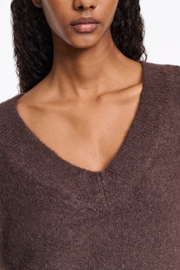 Dorothee Schumacher Alpaca mix round neck knit pullover black chocolate