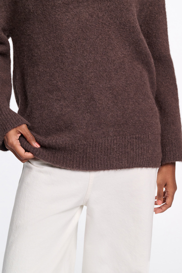 Dorothee Schumacher Alpaca mix round neck knit pullover black chocolate