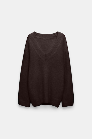 Dorothee Schumacher Alpaca mix round neck knit pullover black chocolate
