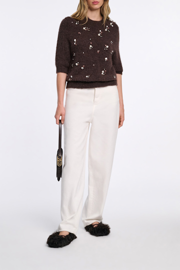 Dorothee Schumacher Alpaca mix half-sleeve pullover black chocolate