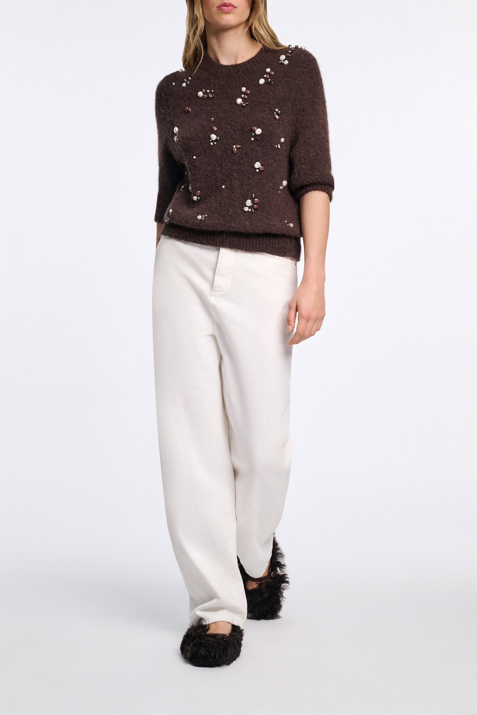 Dorothee Schumacher Handbestickter Pullover black chocolate