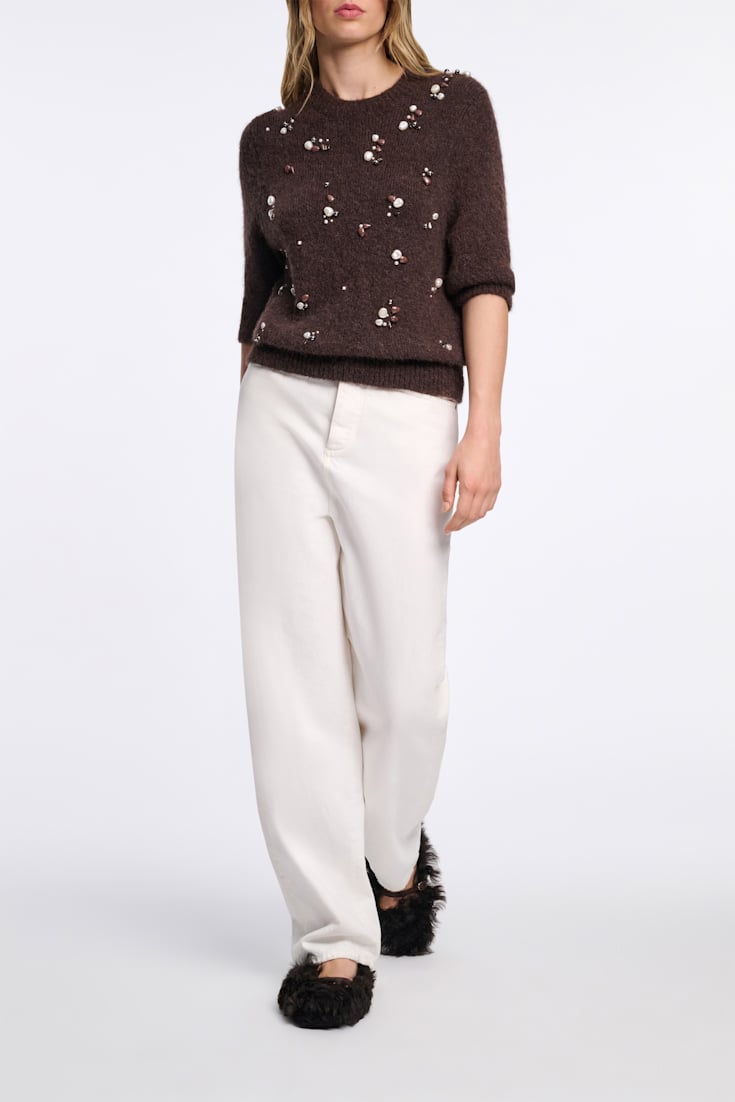 Dorothee Schumacher Handbestickter Pullover black chocolate
