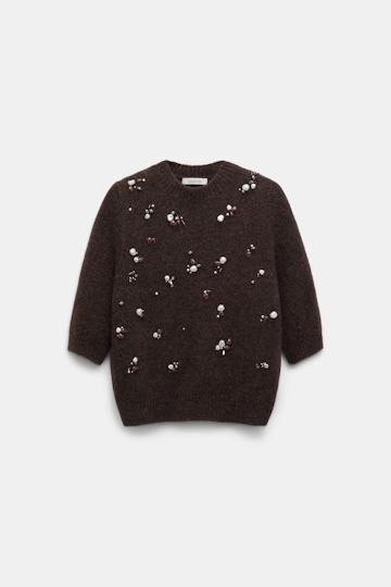 Dorothee Schumacher Alpaca mix half-sleeve pullover black chocolate