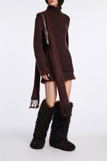 Dorothee Schumacher Rollkragenpullover aus Merino-Alpaka Garn dark chocolate
