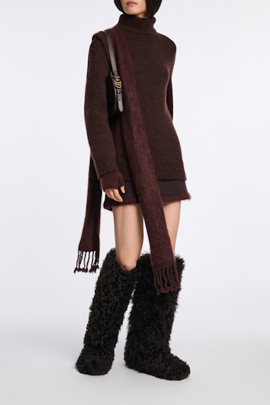 Dorothee Schumacher Virgin wool-alpaca turtleneck pullover dark chocolate