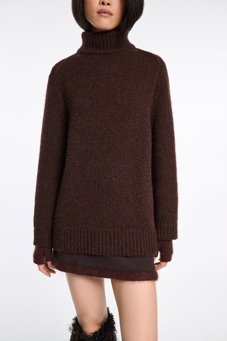 Dorothee Schumacher Rollkragenpullover aus Merino-Alpaka Garn dark chocolate