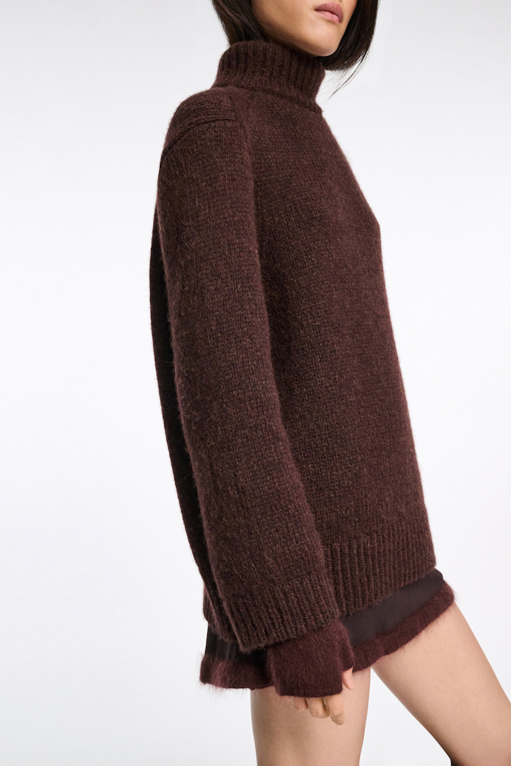 Dorothee Schumacher Rollkragenpullover aus Merino-Alpaka Garn dark chocolate