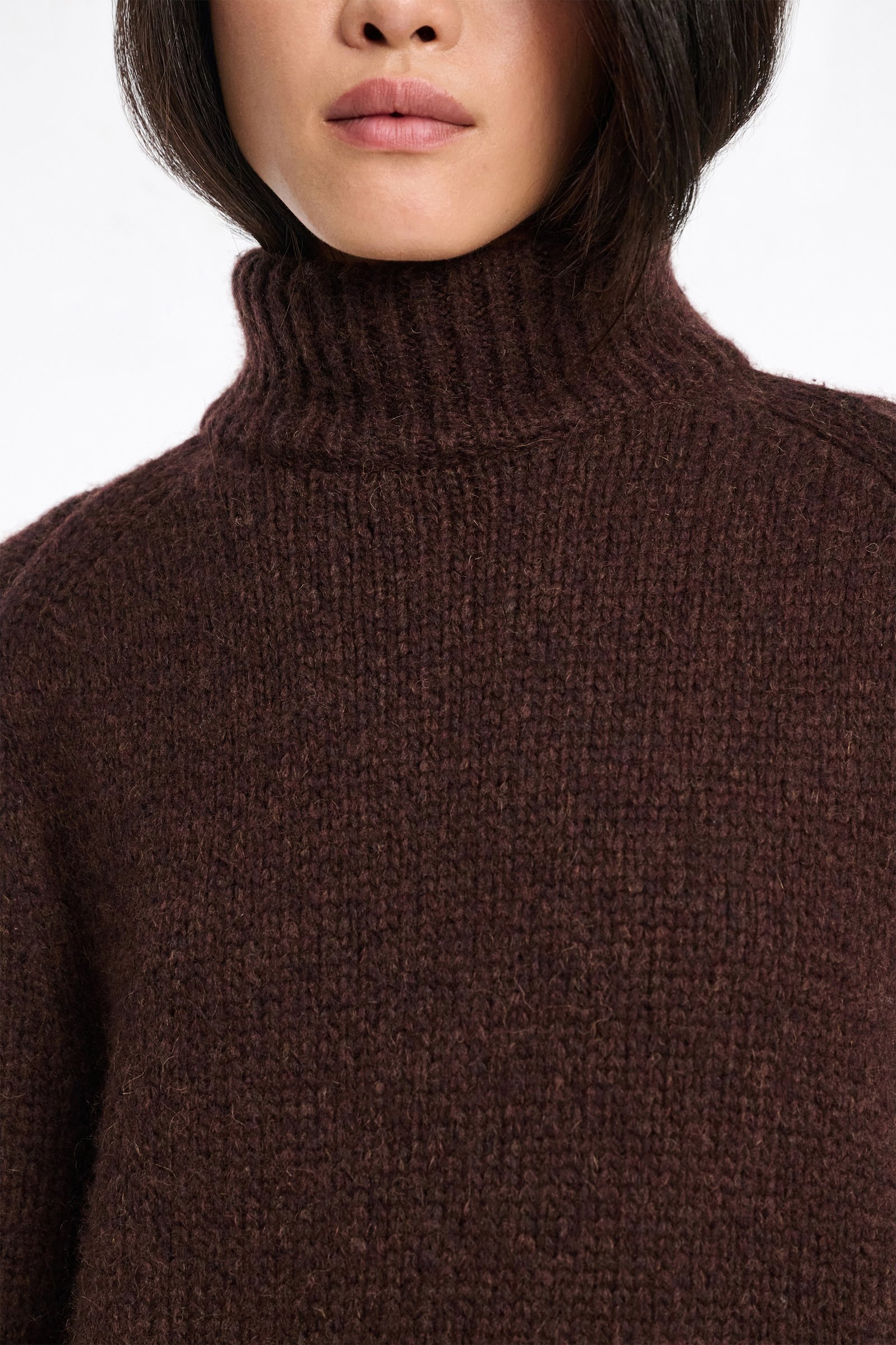 Dorothee Schumacher Rollkragenpullover aus Merino-Alpaka Garn dark chocolate