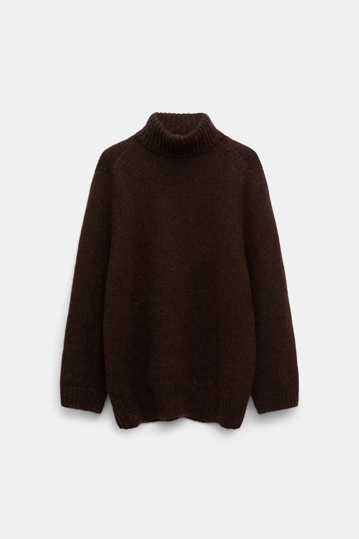 Dorothee Schumacher Rollkragenpullover aus Merino-Alpaka Garn dark chocolate