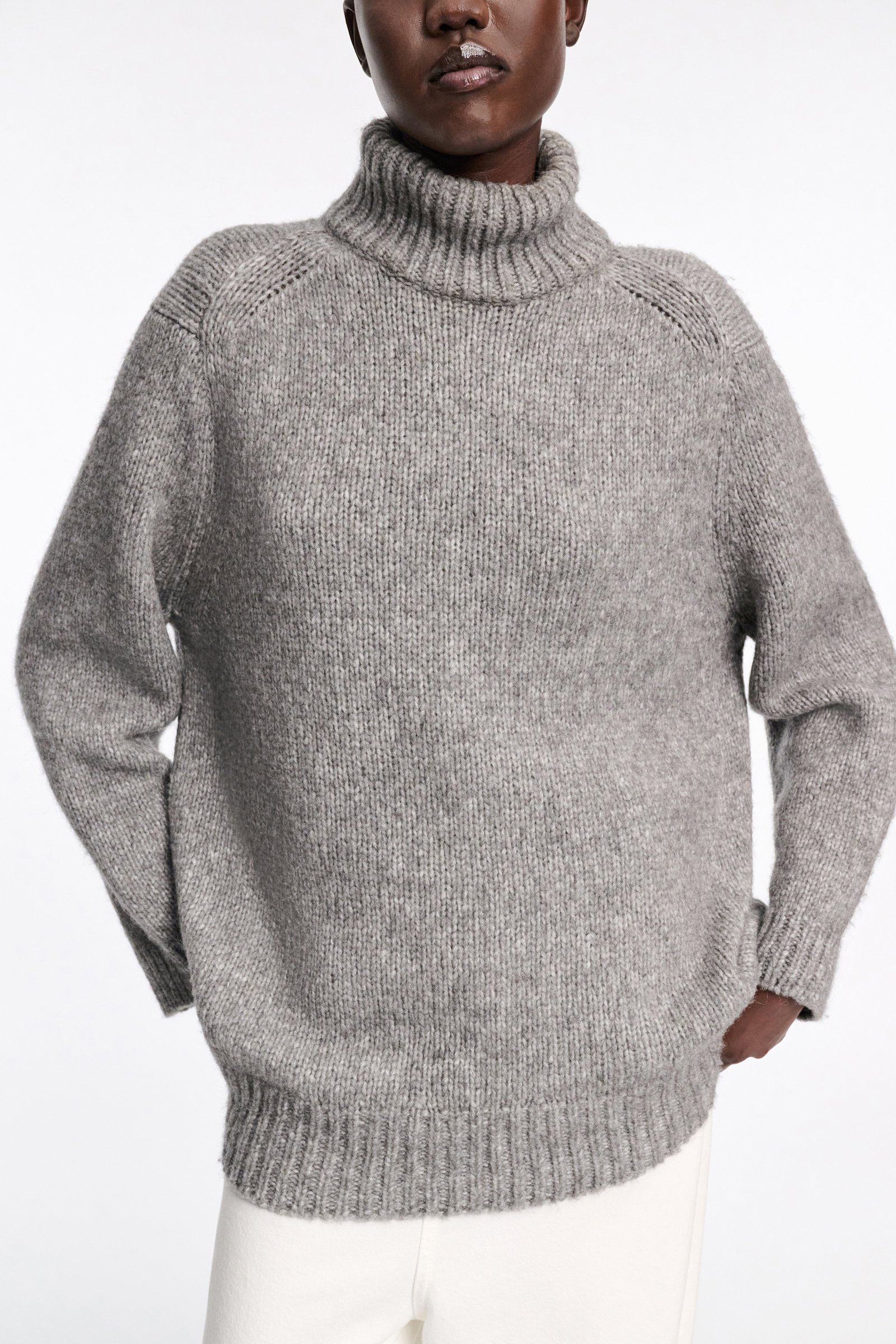 Dorothee Schumacher Rollkragenpullover aus Merino-Alpaka Garn platin