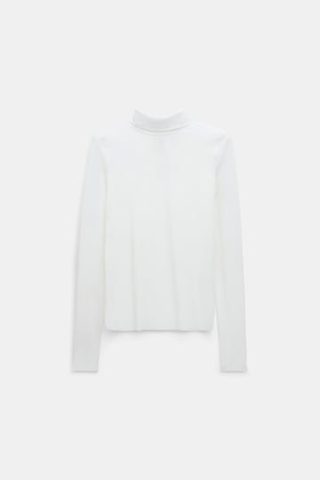 Dorothee Schumacher Longsleeve mit Rollkragen aus leichtem, technischem Jersey camellia white