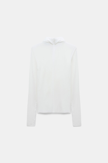Dorothee Schumacher Technical jersey long sleeve turtleneck camellia white