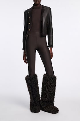 Dorothee Schumacher Technical jersey long sleeve turtleneck black chocolate
