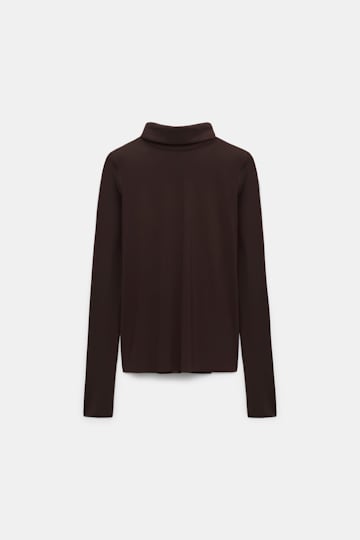 Dorothee Schumacher Longsleeve mit Rollkragen aus leichtem, technischem Jersey black chocolate