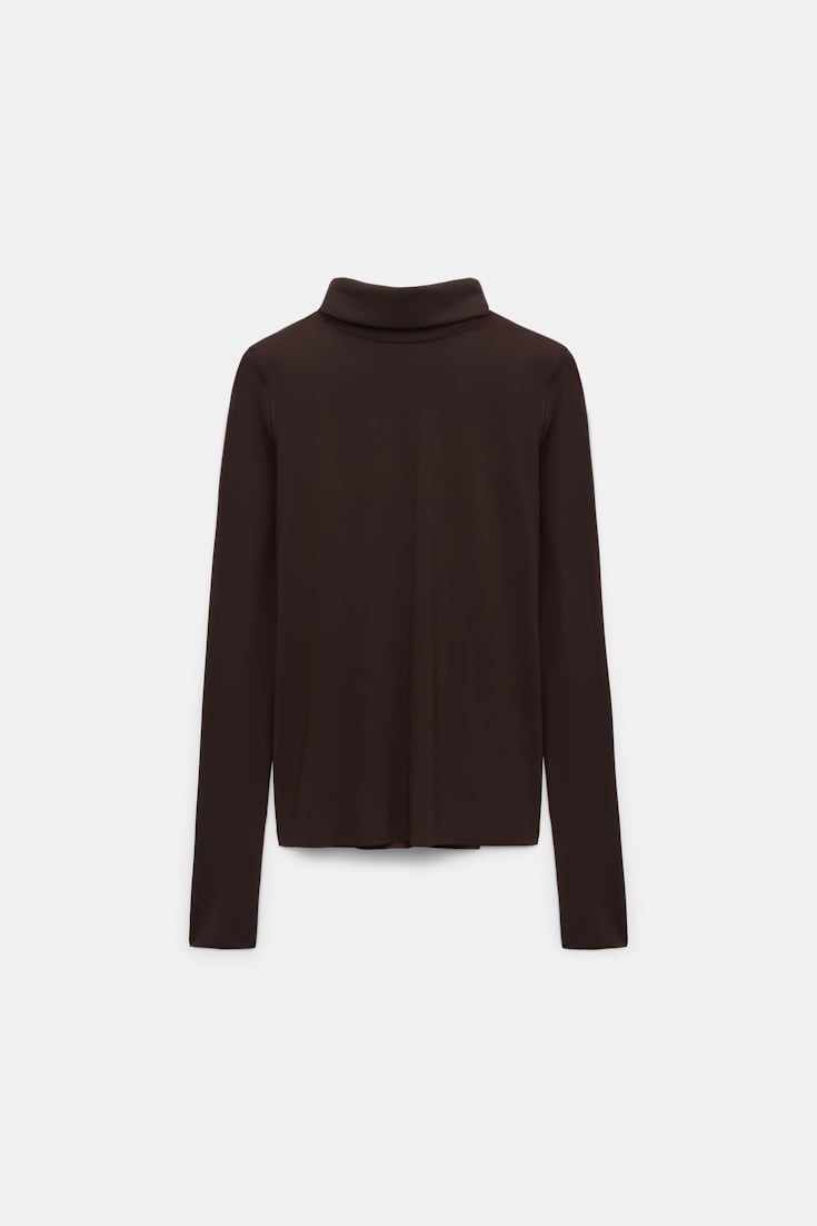 Dorothee Schumacher Longsleeve mit Rollkragen aus leichtem, technischem Jersey black chocolate