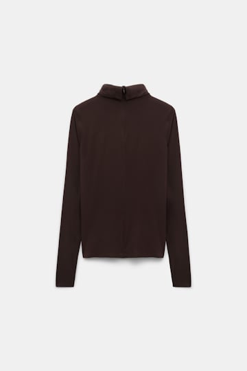 Dorothee Schumacher Longsleeve mit Rollkragen aus leichtem, technischem Jersey black chocolate
