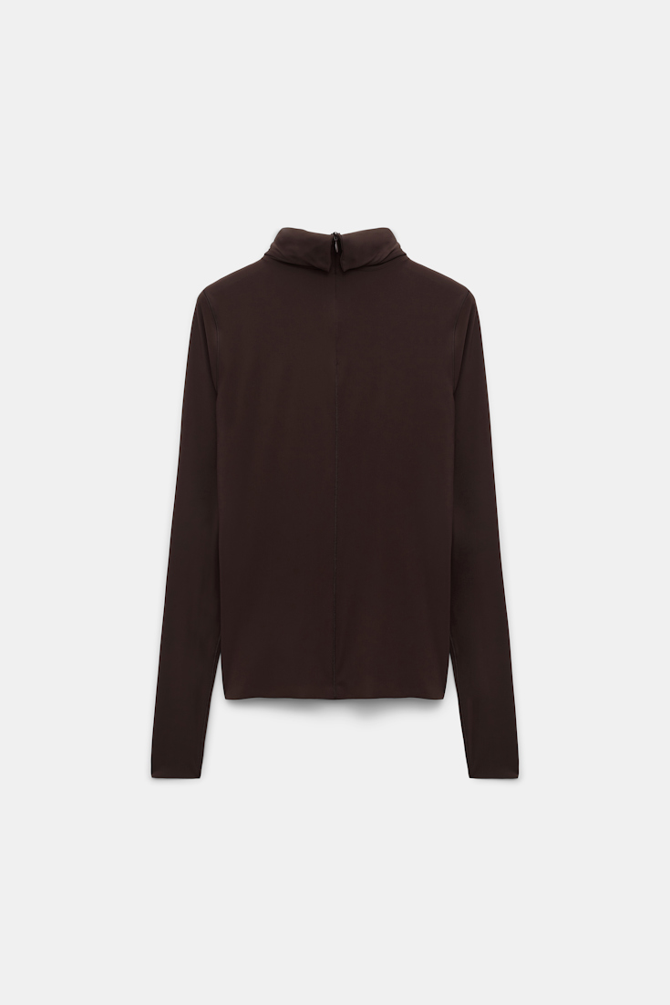 Dorothee Schumacher Longsleeve mit Rollkragen aus leichtem, technischem Jersey black chocolate