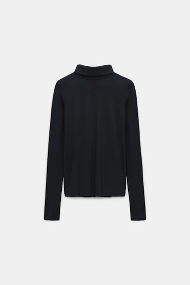 Dorothee Schumacher Longsleeve mit Rollkragen aus leichtem, technischem Jersey pure black
