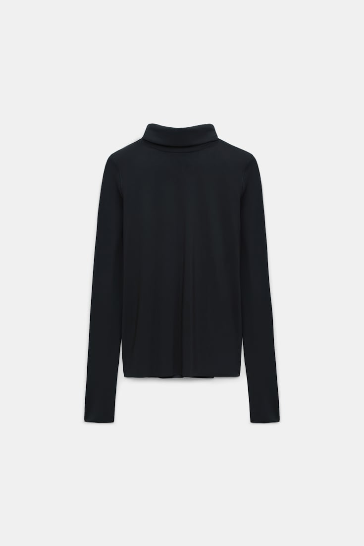 Dorothee Schumacher Technical jersey long sleeve turtleneck pure black