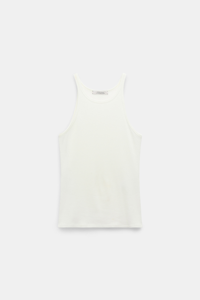 Dorothee Schumacher Tank Top In Luxurious Rib Knit In White