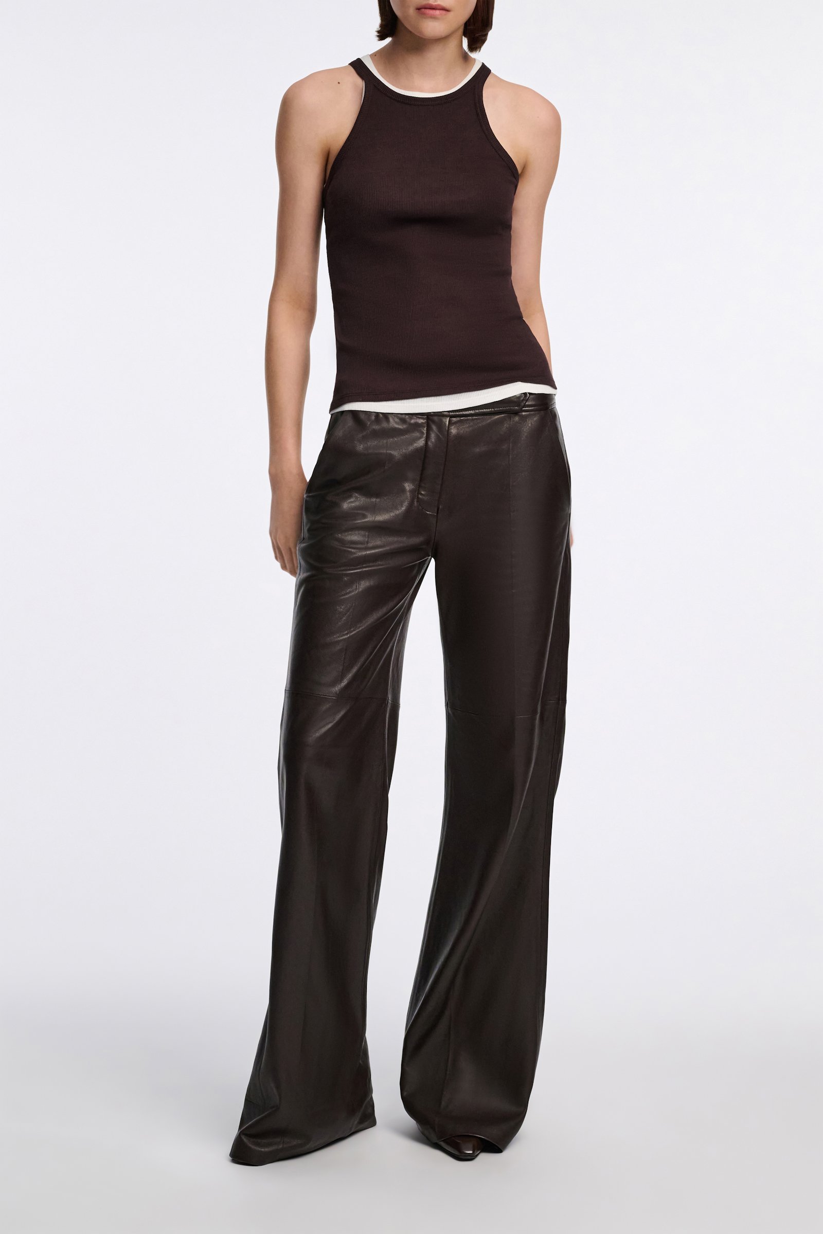Dorothee Schumacher Tank top in luxurious rib knit chocolate