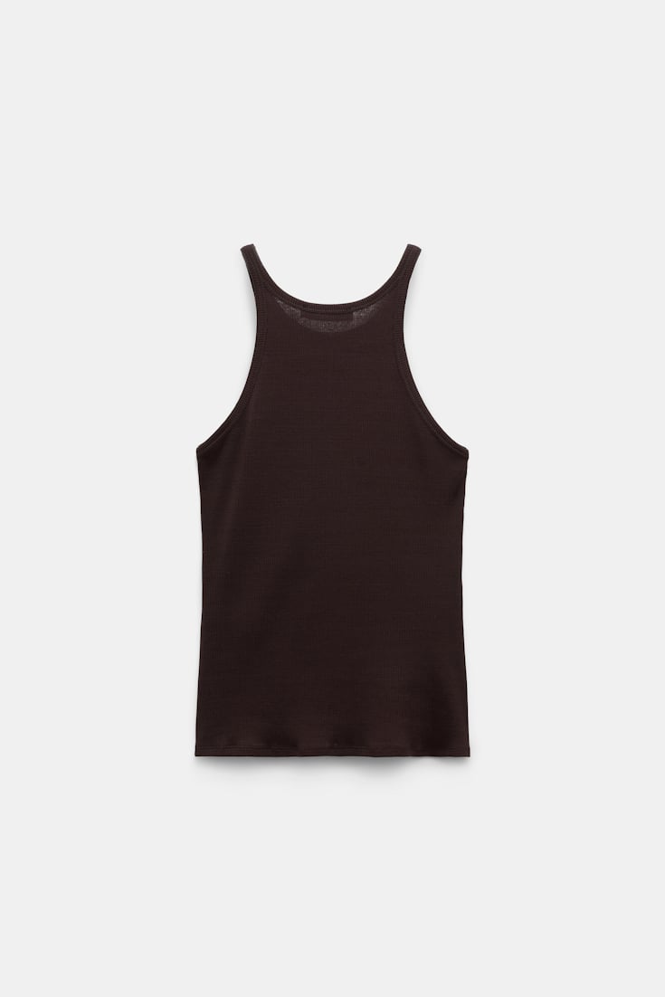 Dorothee Schumacher Tank top in luxurious rib knit chocolate