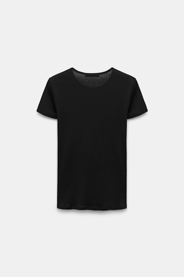 Dorothee Schumacher Button-down top in luxurious rib knit pure black