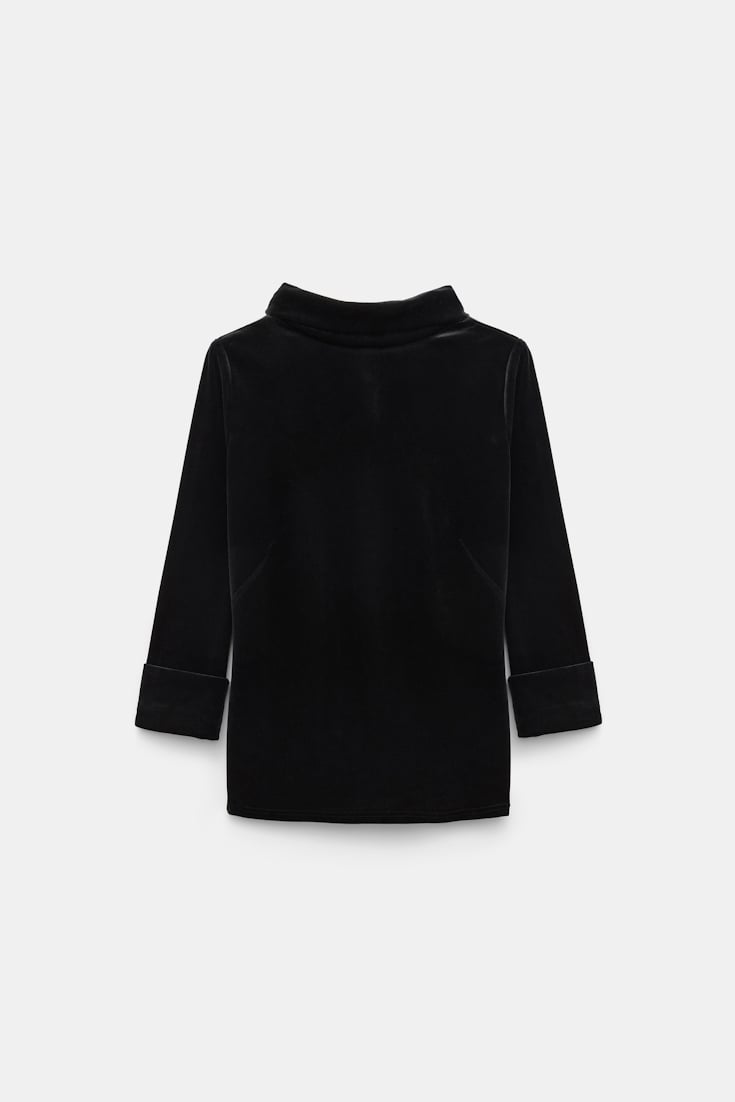 Dorothee Schumacher Rollkragentop aus Stretch-Samt pure black