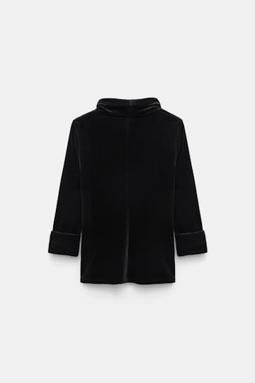 Dorothee Schumacher Rollkragentop aus Stretch-Samt pure black