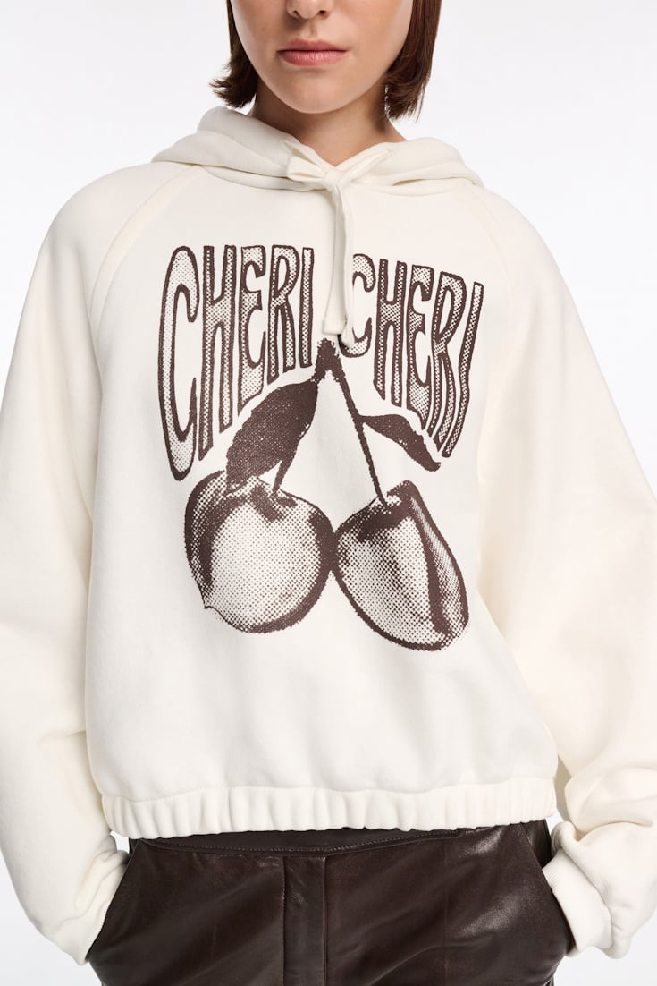 Dorothee Schumacher Hoodie mit "CHERI CHERI" Print camellia white