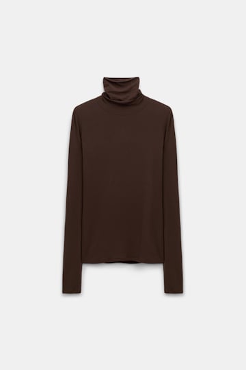 Dorothee Schumacher Softes Longsleeve mit Rollkragen chocolate