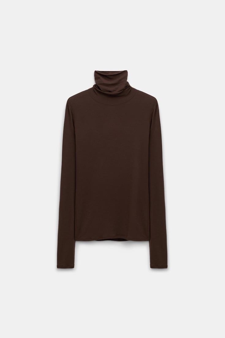Dorothee Schumacher Softes Longsleeve mit Rollkragen chocolate