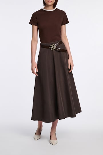 Dorothee Schumacher Rundhalsshirt mit gedoppeltem Kragen chocolate